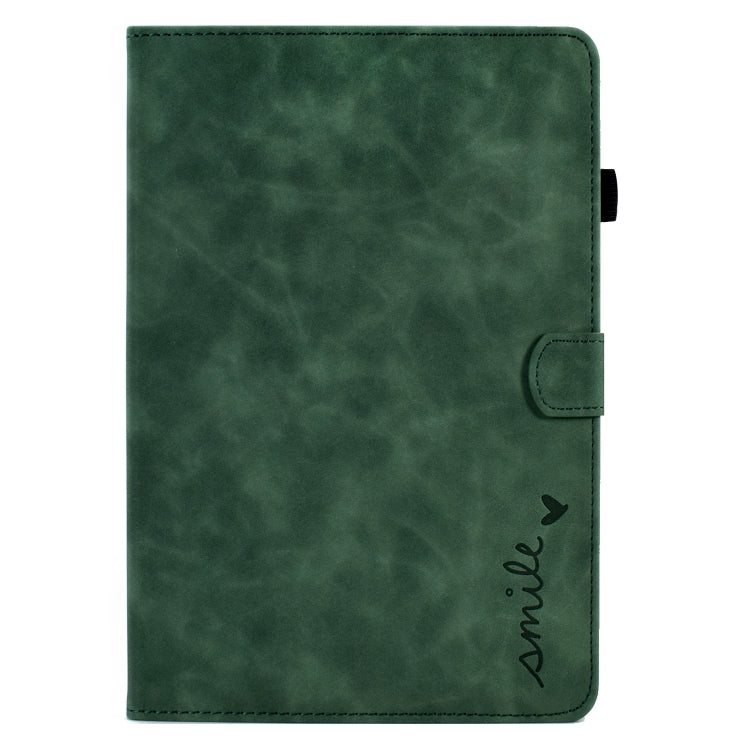 For Amazon Kindle Fire HD 10 2021 Embossed Smile Flip Tablet Leather Case(Green) - Amazon by PMC TechLife | Online Shopping South Africa | PMC TechLife | Buy Now Pay Later Mobicred