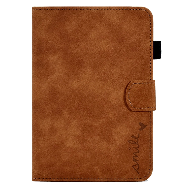 For Amazon Kindle Paperwhite 5 Embossed Smile Flip Tablet Leather Case(Brown) - Amazon by PMC TechLife | Online Shopping South Africa | PMC TechLife | Buy Now Pay Later Mobicred