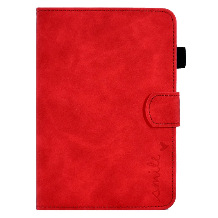 For Amazon Kindle Paperwhite 5 Embossed Smile Flip Tablet Leather Case(Red) - Amazon by PMC TechLife | Online Shopping South Africa | PMC TechLife | Buy Now Pay Later Mobicred