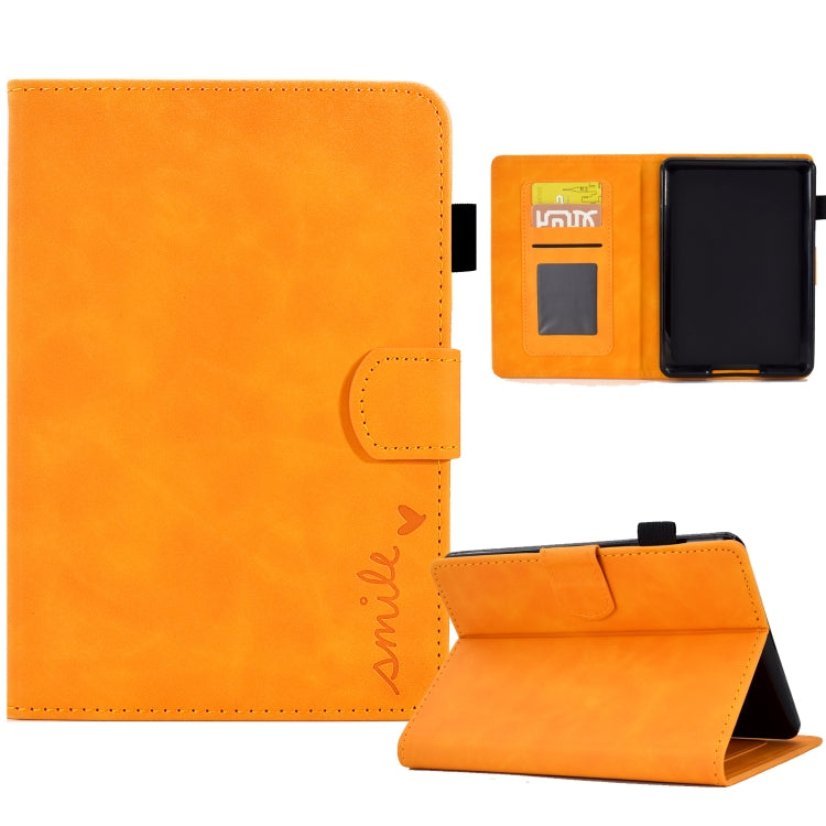 For Amazon Kindle Paperwhite 5 Embossed Smile Flip Tablet Leather Case(Khaki) - free shipping - PMC TechLife - Order now!
