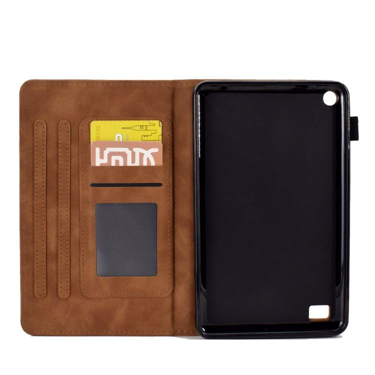 For Amazon Kindle Fire 7 2019/2017/2015 Embossed Smile Flip Tablet Leather Case(Brown) - Amazon by PMC TechLife | Online Shopping South Africa | PMC TechLife | Buy Now Pay Later Mobicred