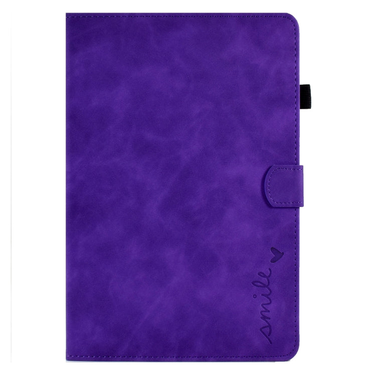 For Lenovo Tab M10 3rd Gen Embossed Smile Flip Tablet Leather Case(Purple) - Lenovo by PMC TechLife | Online Shopping South Africa | PMC TechLife | Buy Now Pay Later Mobicred
