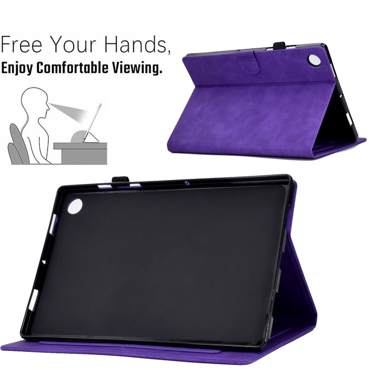 For Lenovo Tab M10 3rd Gen Embossed Smile Flip Tablet Leather Case(Purple) - Lenovo by PMC TechLife | Online Shopping South Africa | PMC TechLife | Buy Now Pay Later Mobicred
