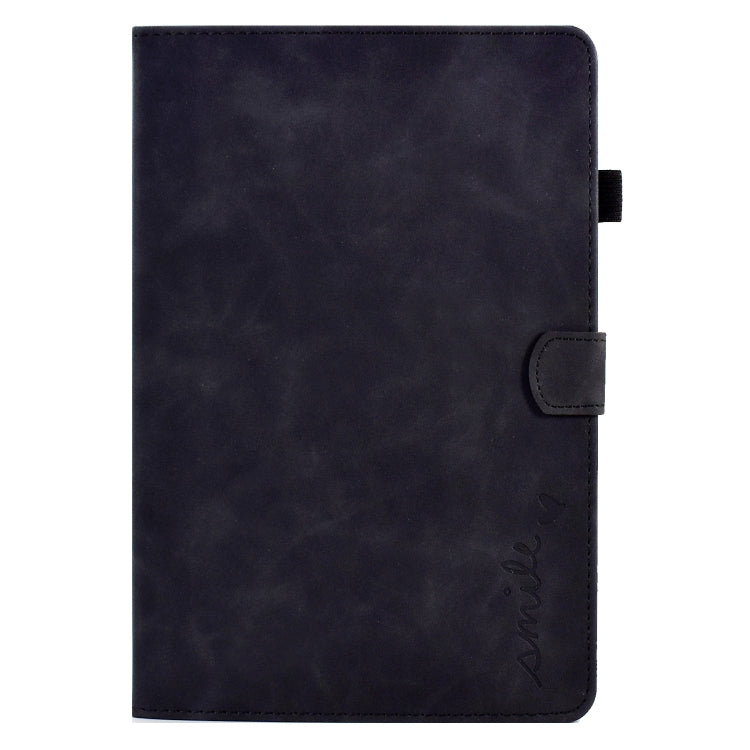 For Lenovo M10 Plus Embossed Smile Flip Tablet Leather Case(Black) - Lenovo by PMC TechLife | Online Shopping South Africa | PMC TechLife | Buy Now Pay Later Mobicred