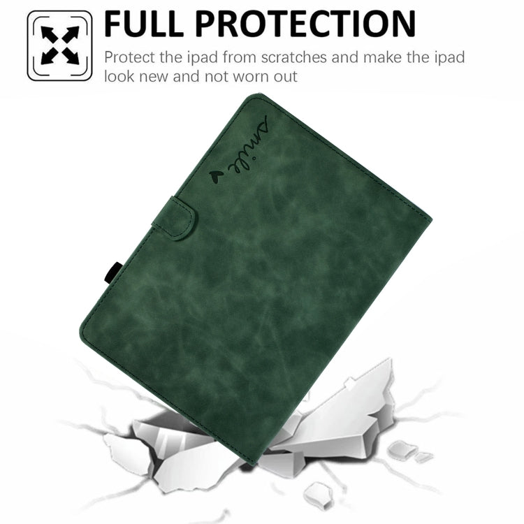 For Lenovo Tab M10 Plus 3rd Gen 10.6 inch Embossed Smile Flip Tablet Leather Case(Green) - Lenovo by PMC TechLife | Online Shopping South Africa | PMC TechLife | Buy Now Pay Later Mobicred