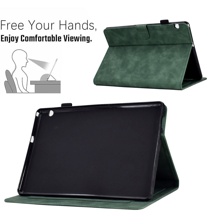 For Huawei MediaPad T5 Embossed Smile Flip Tablet Leather Case(Green) - Huawei by PMC TechLife | Online Shopping South Africa | PMC TechLife | Buy Now Pay Later Mobicred