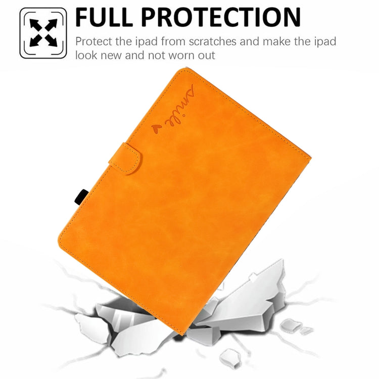 For Huawei MediaPad T5 Embossed Smile Flip Tablet Leather Case(Khaki) - Huawei by PMC TechLife | Online Shopping South Africa | PMC TechLife | Buy Now Pay Later Mobicred