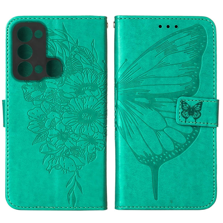For Itel P38/S17/S1661W/Vision 3 Embossed Butterfly Flip Leather Phone Case(Green) - More Brand by PMC TechLife | Online Shopping South Africa | PMC TechLife