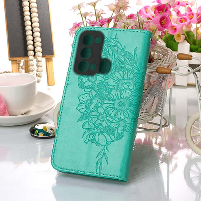 For Itel P38/S17/S1661W/Vision 3 Embossed Butterfly Flip Leather Phone Case(Green) - More Brand by PMC Jewellery | Online Shopping South Africa | PMC Jewellery