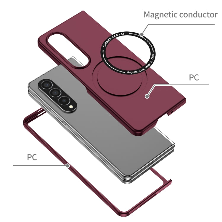 For Samsung Galaxy Z Fold4 Magsafe Magnetic Folding PC Phone Case(Wine Red) - Galaxy Z Fold4 5G Cases by PMC TechLife | Online Shopping South Africa | PMC TechLife