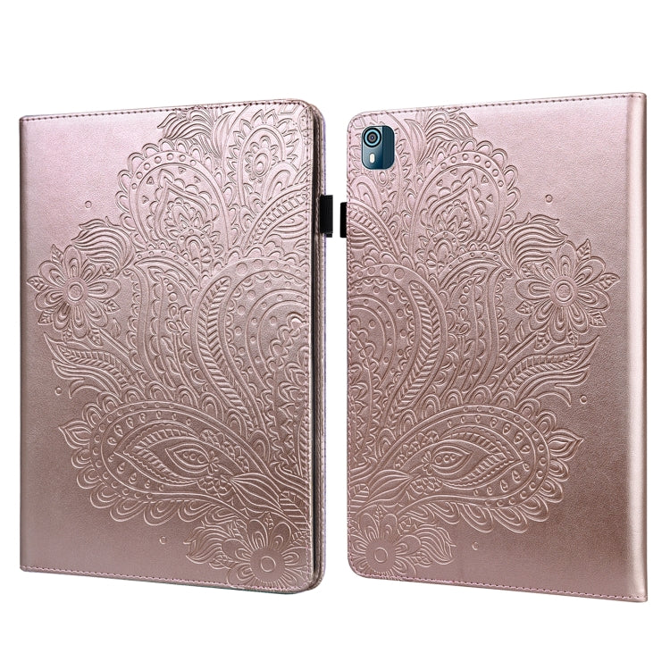 For Nokia T10 Peacock Embossed Pattern Leather Tablet Case(Gold) - Nokia by PMC TechLife | Online Shopping South Africa | PMC TechLife | Buy Now Pay Later Mobicred
