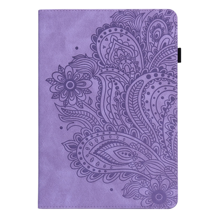 For Amazon Kindle Fire 7 2022 Peacock Embossed Pattern Leather Tablet Case(Purple) - Amazon by PMC TechLife | Online Shopping South Africa | PMC TechLife | Buy Now Pay Later Mobicred