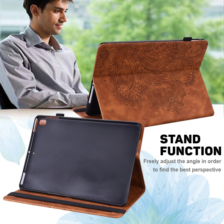 For Amazon Kindle Fire 7 2022 Peacock Embossed Pattern Leather Tablet Case(Brown) - Amazon by PMC TechLife | Online Shopping South Africa | PMC TechLife | Buy Now Pay Later Mobicred