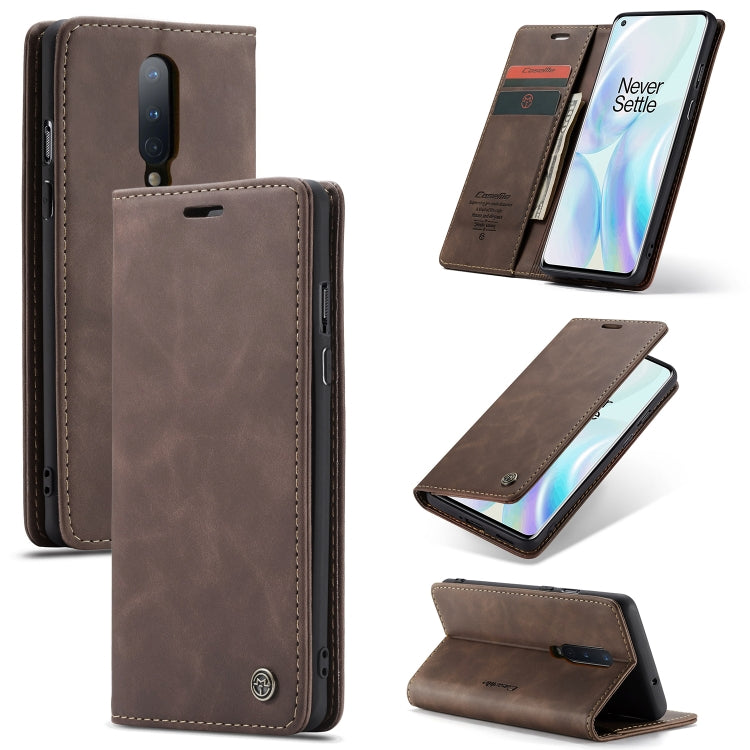 For OnePlus 8 CaseMe Multifunctional Horizontal Flip Leather Case, with Card Slot & Holder & Wallet(Coffee) - OnePlus Cases by CaseMe | Online Shopping South Africa | PMC Jewellery | Buy Now Pay Later Mobicred