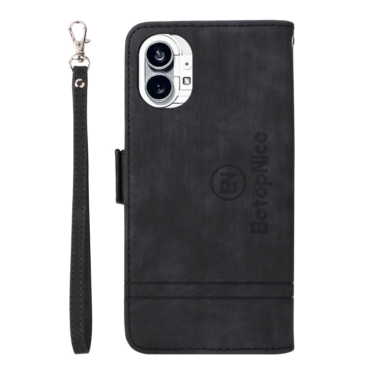 For Nothing Phone 1 BETOPNICE Dual-side Buckle Leather Phone Case(Black) - More Brand by BETOPNICE | Online Shopping South Africa | PMC Jewellery | Buy Now Pay Later Mobicred