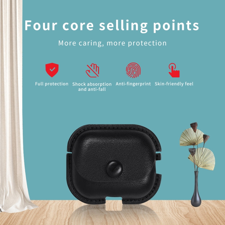 For AirPods Pro 2 Litchi Texture PU Leather Earphone Protective Case with Hook(Blue) - For AirPods Pro 2 by PMC Jewellery | Online Shopping South Africa | PMC Jewellery | Buy Now Pay Later Mobicred