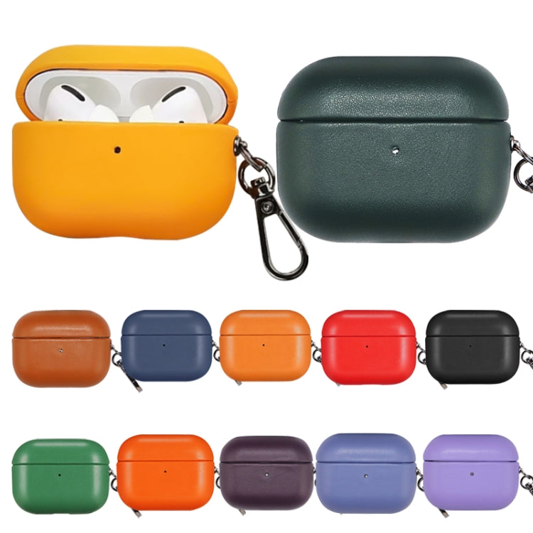 For Apple AirPods Pro 2 PU Leather Wireless Bluetooth Earphone Protective Case(Crimson Cherry) - For AirPods Pro 2 by PMC Jewellery | Online Shopping South Africa | PMC Jewellery | Buy Now Pay Later Mobicred
