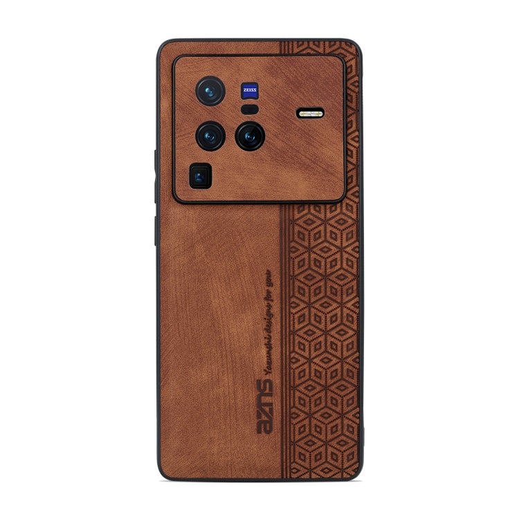 For vivo X80 Pro AZNS 3D Embossed Skin Feel Phone Case(Brown) - vivo Cases by AZNS | Online Shopping South Africa | PMC TechLife