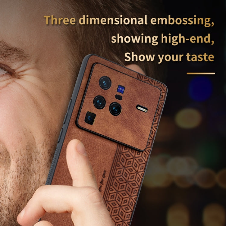 For vivo X80 Pro AZNS 3D Embossed Skin Feel Phone Case(Brown) - vivo Cases by AZNS | Online Shopping South Africa | PMC Jewellery