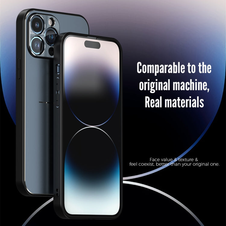 For iPhone 14 Pro R-JUST RJ52 3-Line Style Metal TPU Shockproof Phone Case(Blue) - iPhone 14 Pro Cases by R-JUST | Online Shopping South Africa | PMC TechLife