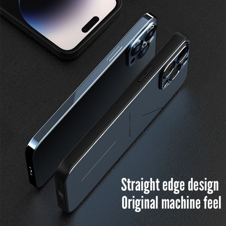 For iPhone 14 Pro Max R-JUST RJ52 3-Line Style Metal TPU Shockproof Phone Case(Blue) - iPhone 14 Pro Max Cases by R-JUST | Online Shopping South Africa | PMC TechLife