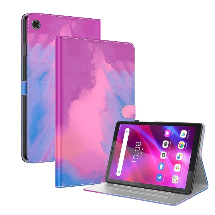For Lenovo Tab M7 3rd Gen Watercolor Pattern Flip Leather Tablet Case(Purple Red) - Lenovo by PMC TechLife | Online Shopping South Africa | PMC TechLife | Buy Now Pay Later Mobicred