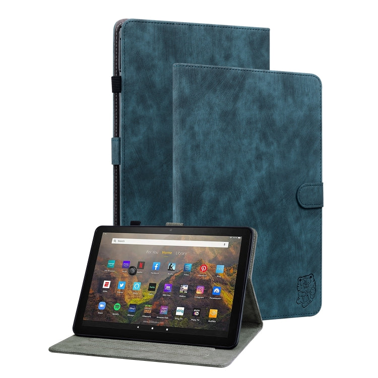 For Amazon Kindle Fire 7 2022 Tiger Pattern Flip Leather Tablet Case(Dark Blue) - Amazon by PMC TechLife | Online Shopping South Africa | PMC TechLife | Buy Now Pay Later Mobicred