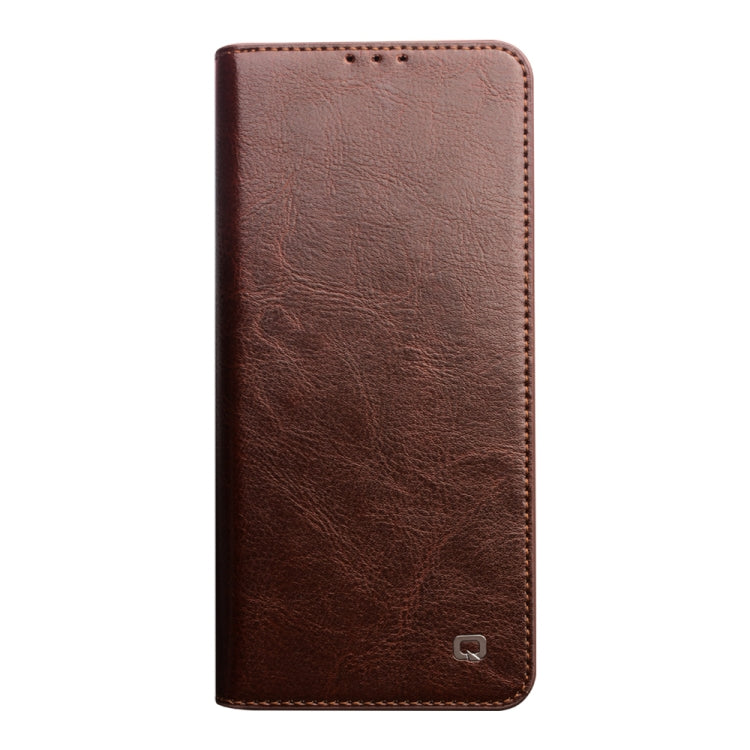 For Huawei P50 QIALINO Genuine Leather Phone Case(Brown) - Huawei Cases by QIALINO | Online Shopping South Africa | PMC TechLife | Buy Now Pay Later Mobicred