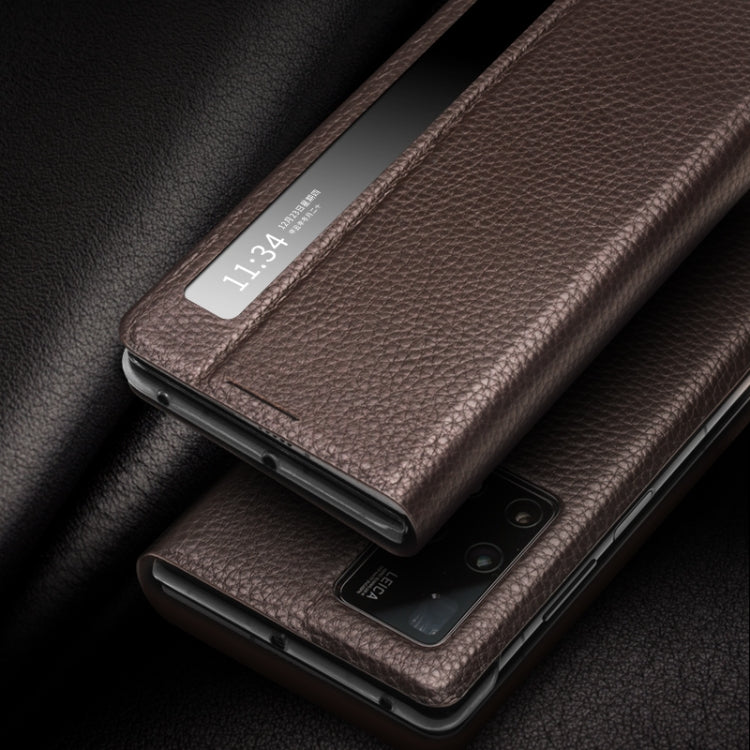For Huawei Mate X2 QIALINO Genuine Leather Side Window View Smart Phone Case(Red) - free shipping - PMC TechLife - Order now!