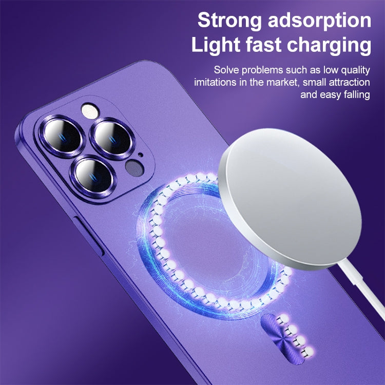 For iPhone 14 Pro Liquid Lens Protector Magsafe Phone Case(Dark Purple) - iPhone 14 Pro Cases by PMC TechLife | Online Shopping South Africa | PMC TechLife