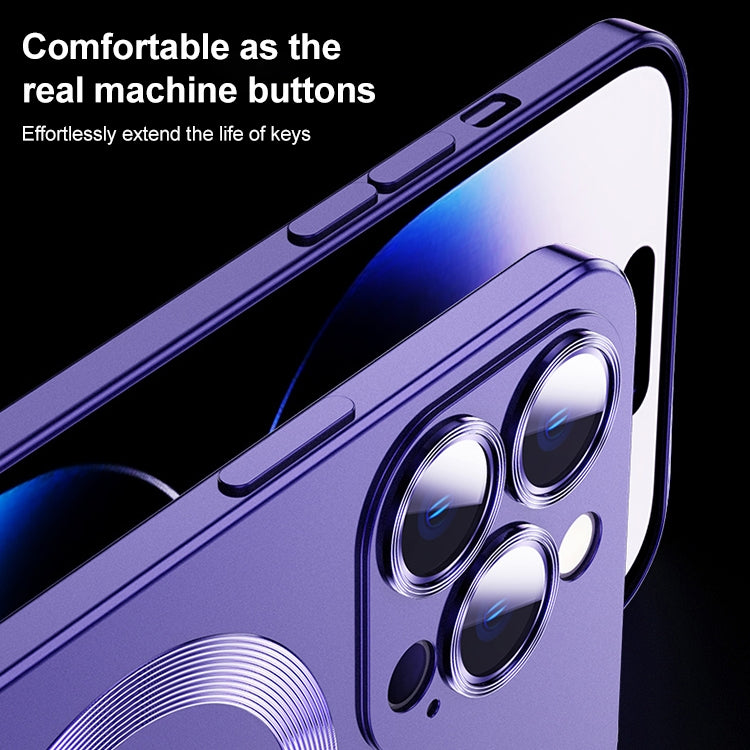 For iPhone 12 Liquid Lens Protector Magsafe Phone Case(Dark Purple) - iPhone 12 / 12 Pro Cases by PMC Jewellery | Online Shopping South Africa | PMC Jewellery