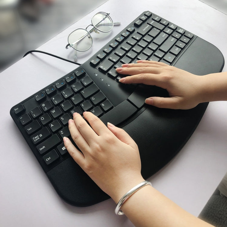 390B 87-key Ergonomic Split Wired Keyboard - Wired Keyboard by PMC Jewellery | Online Shopping South Africa | PMC Jewellery | Buy Now Pay Later Mobicred
