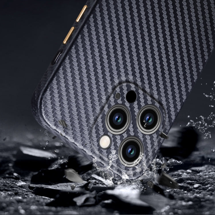 For iPhone 14 Plus R-JUST Carbon Fiber Texture Kevlar Phone Case(Blue) - iPhone 14 Plus Cases by R-JUST | Online Shopping South Africa | PMC Jewellery