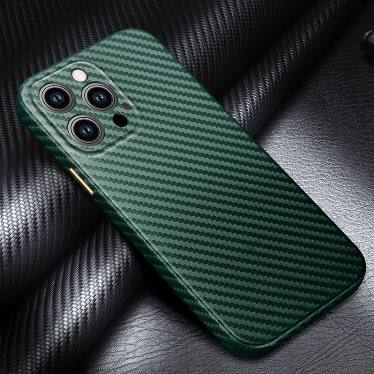 For iPhone 14 Pro R-JUST Carbon Fiber Texture Kevlar Phone Case(Green) - iPhone 14 Pro Cases by R-JUST | Online Shopping South Africa | PMC Jewellery