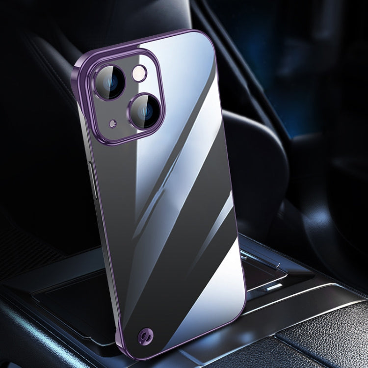 For iPhone 14 Plus Electroplating Frameless Clear PC Phone Case(Purple) - iPhone 14 Plus Cases by PMC Jewellery | Online Shopping South Africa | PMC Jewellery | Buy Now Pay Later Mobicred