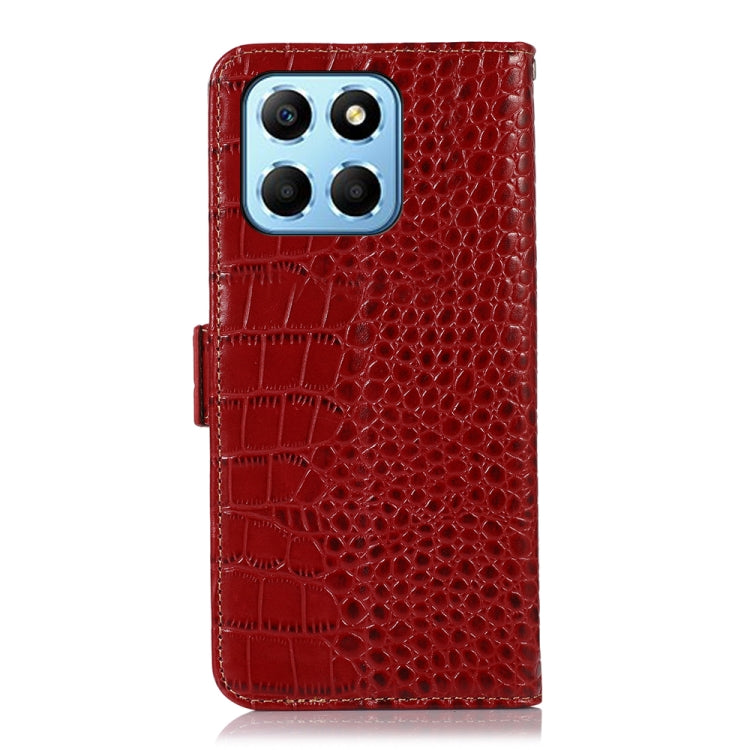For Honor X8 5G Crocodile Top Layer Cowhide Leather Phone Case(Red) - Honor Cases by PMC TechLife | Online Shopping South Africa | PMC TechLife | Buy Now Pay Later Mobicred