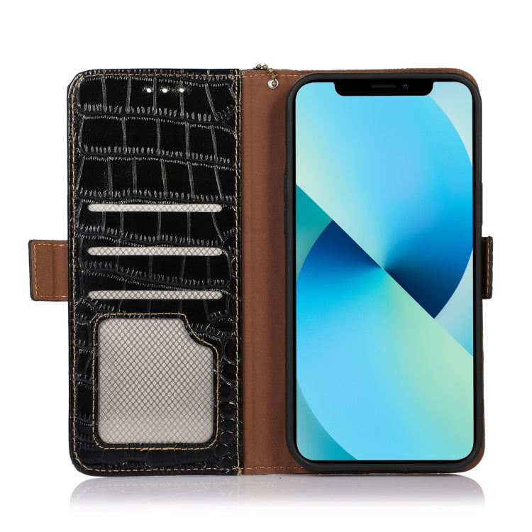 For Motorola Moto E22/E22i Crocodile Top Layer Cowhide Leather Phone Case(Black) - Motorola Cases by PMC TechLife | Online Shopping South Africa | PMC TechLife | Buy Now Pay Later Mobicred