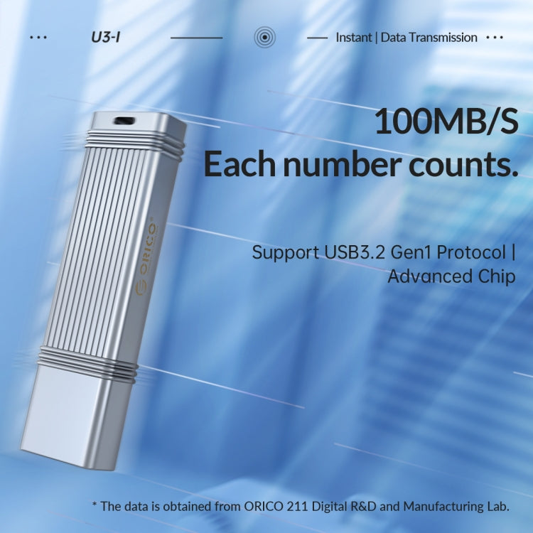 ORICO USB Flash Drive, Read: 100MB/s, Write: 50MB/s, Memory:128GB, Port:USB-A(Silver) - free shipping - PMC Jewellery - Order now!