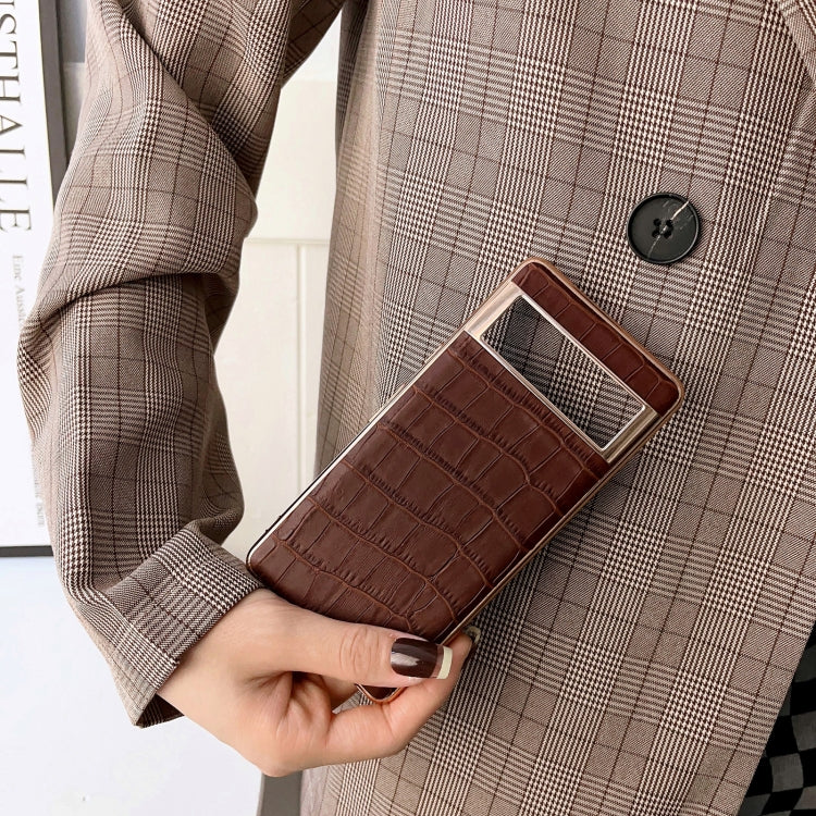 For Google Pixel 7 Crocodile Texture Genuine Leather Electroplating Phone Case(Brown) - free shipping - PMC TechLife - Order now!