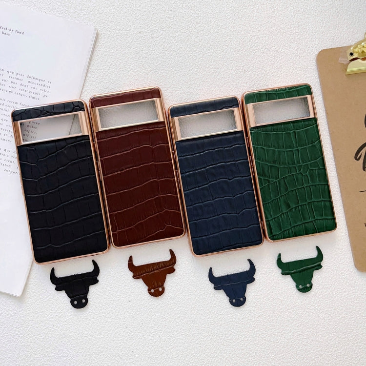 For Google Pixel 7 Crocodile Texture Genuine Leather Electroplating Phone Case(Brown) - free shipping - PMC TechLife - Order now!