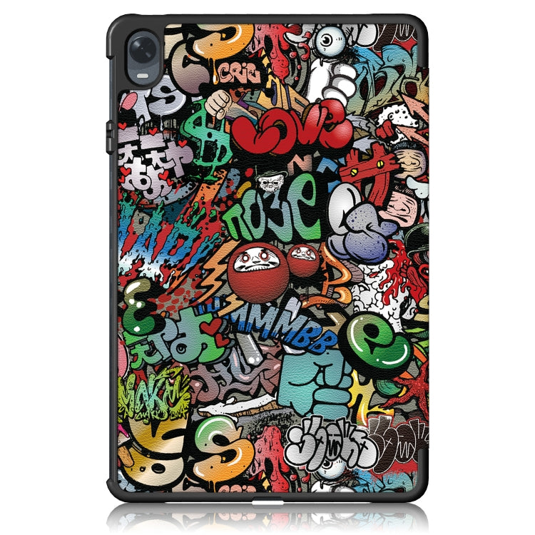 For OPPO Pad 11 inch 3-folding Magnetic Buckle Coloured Drawing Leather Tablet Case(Graffiti) - OPPO by PMC TechLife | Online Shopping South Africa | PMC TechLife | Buy Now Pay Later Mobicred