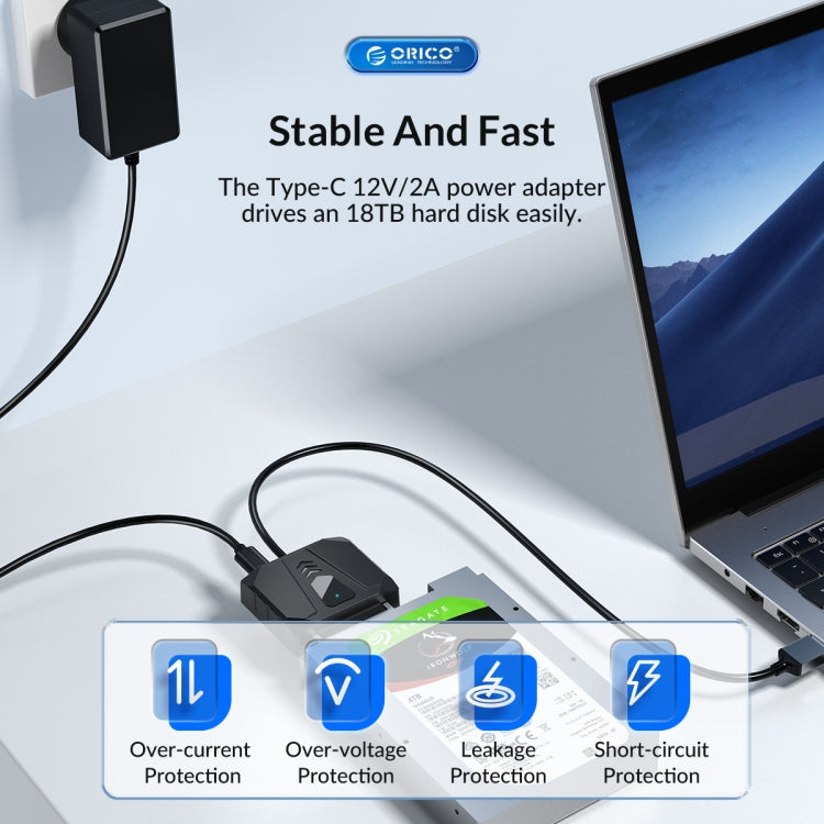 ORICO UTS1 USB 3.0 2.5-inch SATA HDD Adapter with 12V 2A Power Adapter, Cable Length:1m(AU Plug) - USB to IDE / SATA by ORICO | Online Shopping South Africa | PMC Jewellery | Buy Now Pay Later Mobicred