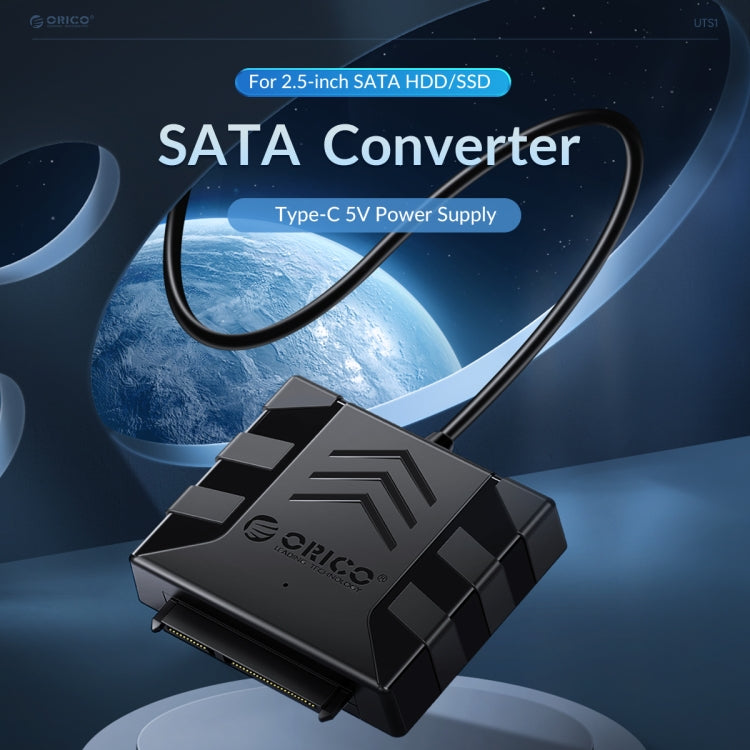 ORICO UTS1 Type-C / USB-C USB 3.0 2.5-inch SATA HDD Adapter with 12V 2A Power Adapter, Cable Length:0.3m(EU Plug) - free shipping - PMC Jewellery - Order now!