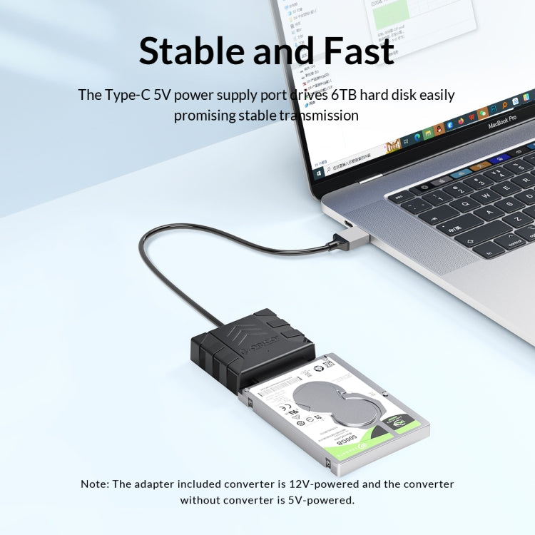 ORICO UTS1 Type-C / USB-C USB 3.0 2.5-inch SATA HDD Adapter with 12V 2A Power Adapter, Cable Length:0.3m(UK Plug) - free shipping - PMC Jewellery - Order now!