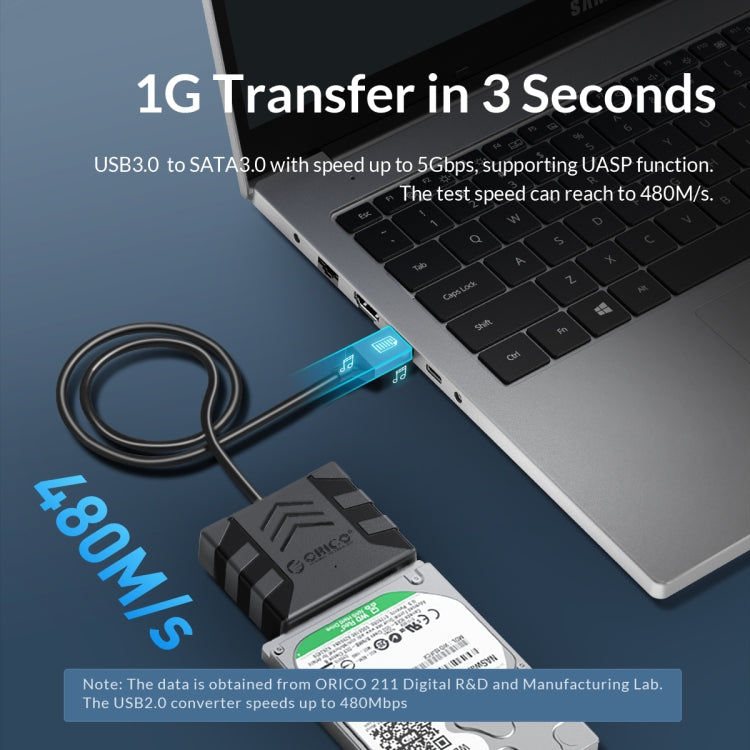 ORICO UTS1 Type-C / USB-C USB 3.0 2.5-inch SATA HDD Adapter with 12V 2A Power Adapter, Cable Length:0.3m(UK Plug) - free shipping - PMC Jewellery - Order now!