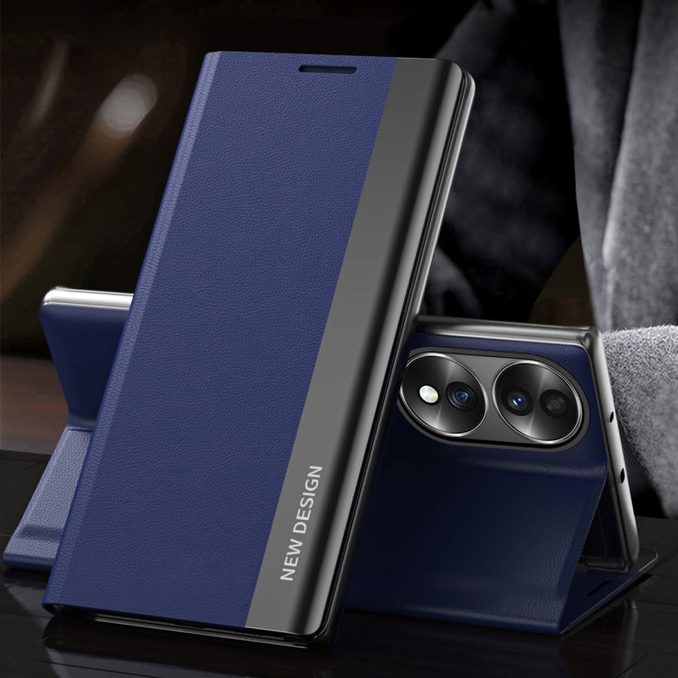 For Honor 70 Side Electroplated Magnetic Leather Phone Case(Royal Blue) - Honor Cases by PMC TechLife | Online Shopping South Africa | PMC TechLife | Buy Now Pay Later Mobicred