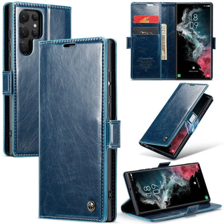 For Samsung Galaxy S22 Ultra 5G CaseMe 003 Crazy Horse Texture Leather Phone Case(Blue) - Galaxy S22 Ultra 5G Cases by CaseMe | Online Shopping South Africa | PMC Jewellery | Buy Now Pay Later Mobicred