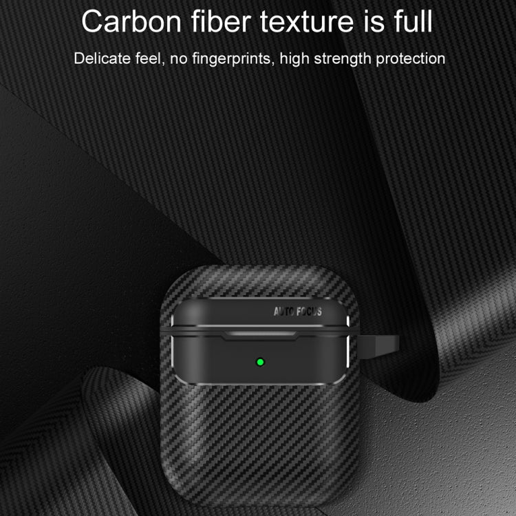 For AirPods 1 / 2 Carbon Fiber Texture Anti-fall Earphone Protective Case(Blue) - For AirPods 1/2 by PMC Jewellery | Online Shopping South Africa | PMC Jewellery | Buy Now Pay Later Mobicred