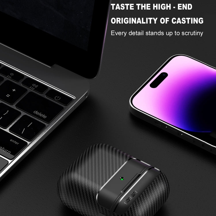 For AirPods 1 / 2 Carbon Fiber Texture Anti-fall Earphone Protective Case(Blue) - For AirPods 1/2 by PMC Jewellery | Online Shopping South Africa | PMC Jewellery | Buy Now Pay Later Mobicred