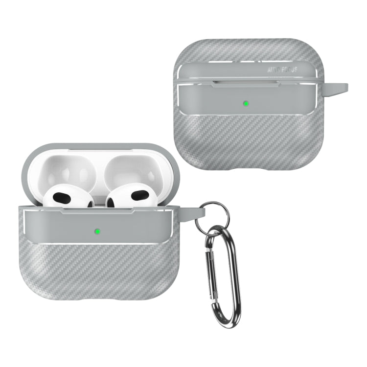 For AirPods 3 Carbon Fiber Texture Anti-fall Earphone Protective Case(Grey) - For AirPods 3 by PMC Jewellery | Online Shopping South Africa | PMC Jewellery | Buy Now Pay Later Mobicred